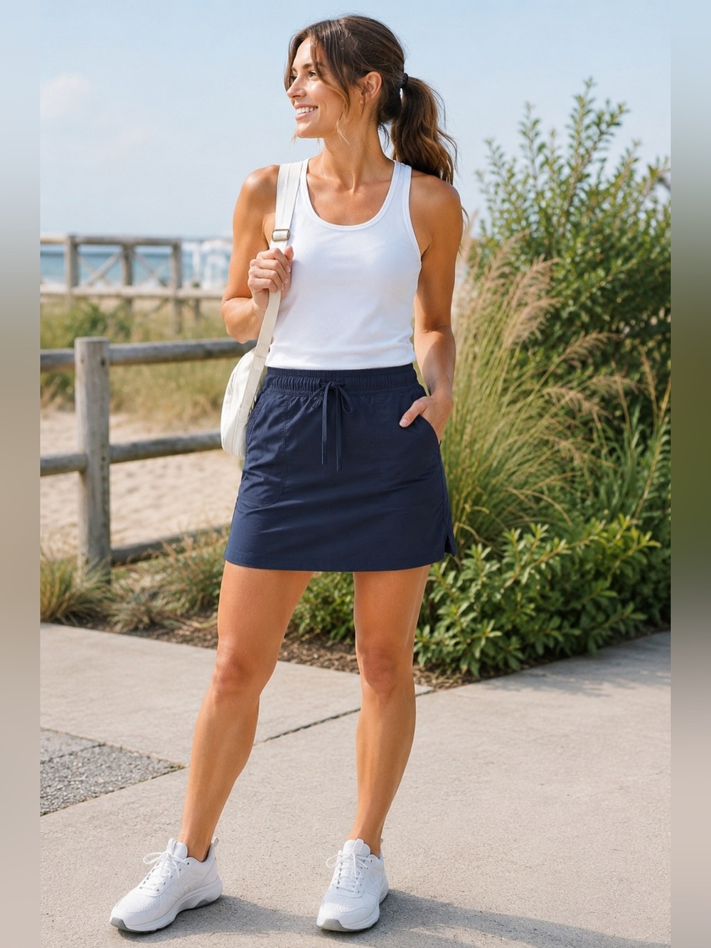 Title Nine Navy Golf Tennis Hiking Skort Built In Shorts Pockets L